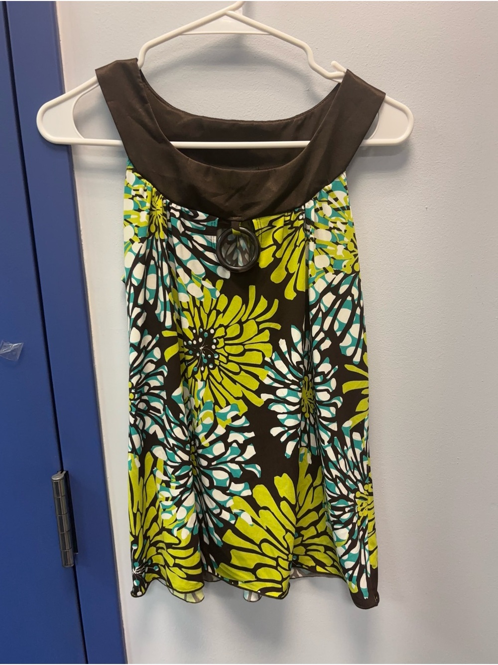 Byer California Brown Tank with Lime & Teal Floral Accents